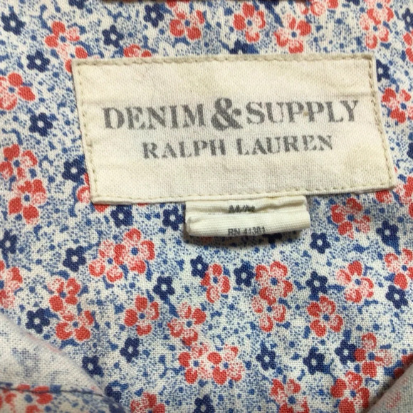 Ralph Lauren Denim & Supply Patriotic Floral Red White Blue Americana Shirt Med - Picture 2 of 8